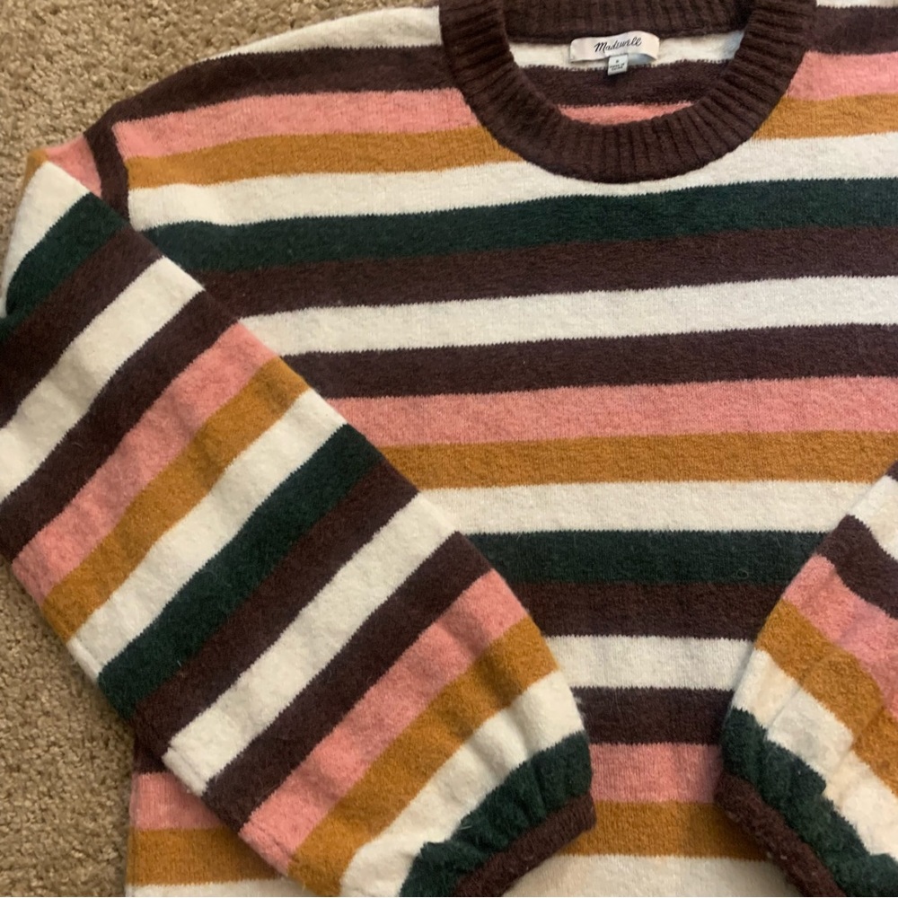 Madewell Striped Merino Wool Alpaca Blend Pullover Slouchy Sweater - Picture 10 of 14